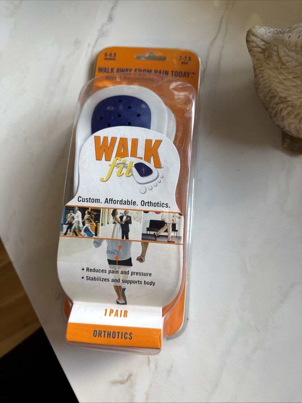 WalkFit Orthotics Inserts Womens 8-8.5, Mens 7-7.5, Reduces Pain Stabilizer 1 Pr